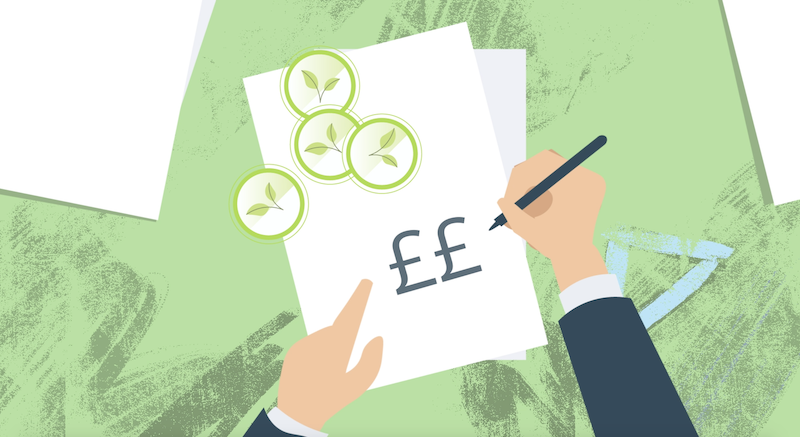 vector graphic of leaves and gbp sign