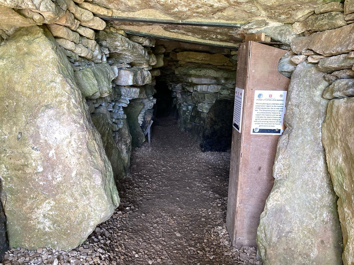 Stoney Littleton Long Barrow inside cave